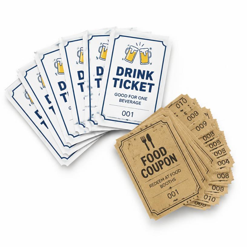 Fichas e tickets personalizados para eventos e empresas